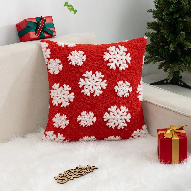 New Christmas Pillow Cover Fleece Jacquard Christmas Tree Elk Pillow Cushion Holiday Decoration Cushion Cover