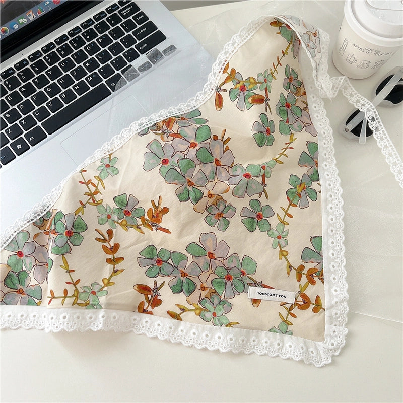 Women's Cute Sweet Lace Cotton And Linen Kerchief