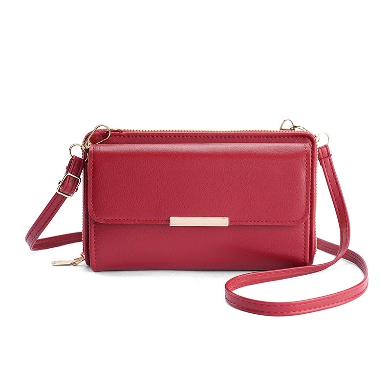 Women's Pu Leather Solid Color Elegant Basic Square Zipper Shoulder Bag Crossbody Bag Coin Purse