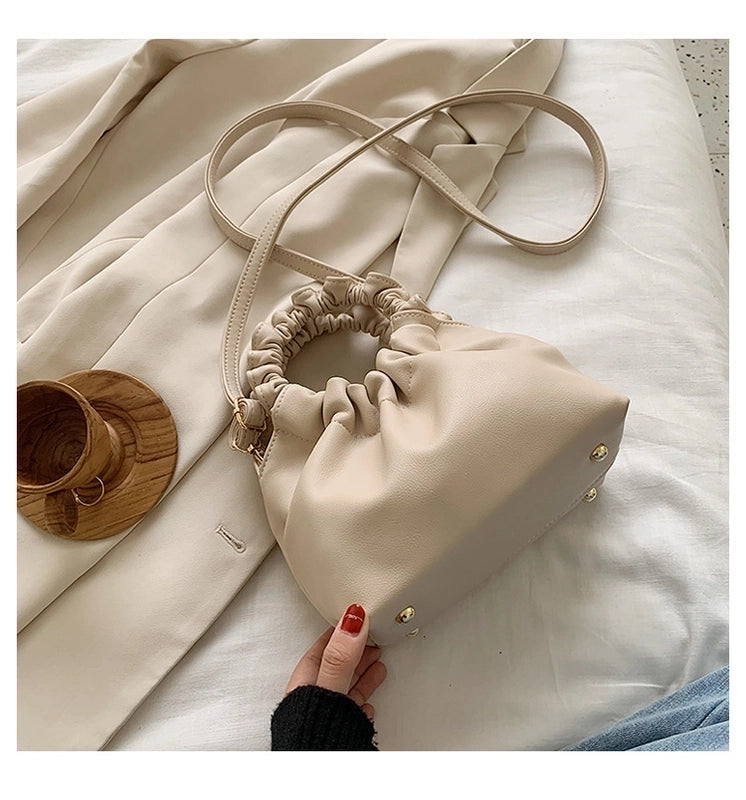 Retro Shoulder Bag Soft Fold Ring Dumpling Bag Simple Messenger Bag Large Capacity