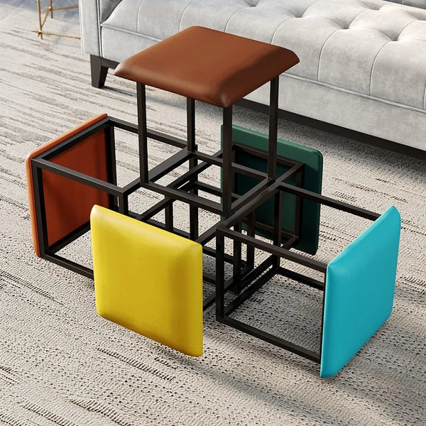 5IN1 NORDIC LEATHER OTTOMAN MULTIFUNCTIONAL STOOL STORAGE FOOT STOOL