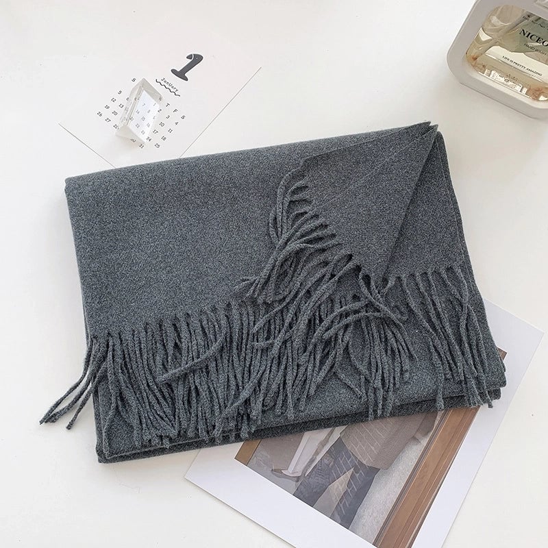 Women's Scarf Winter Versatile Long Solid Color Cashmere-like  Shawl Autumn And Winter Thickened Warm Knitted Scarf Men's Fashion