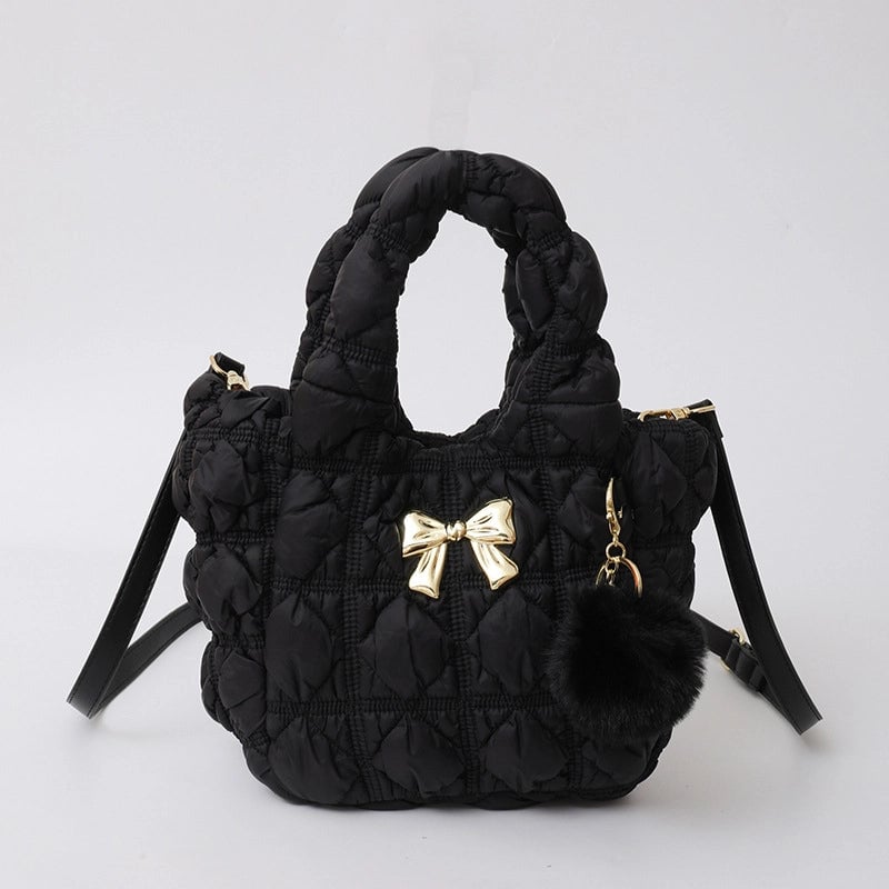 Women's Small Nylon Solid Color Bow Knot Streetwear Square Magnetic Buckle Shoulder Bag Handbag