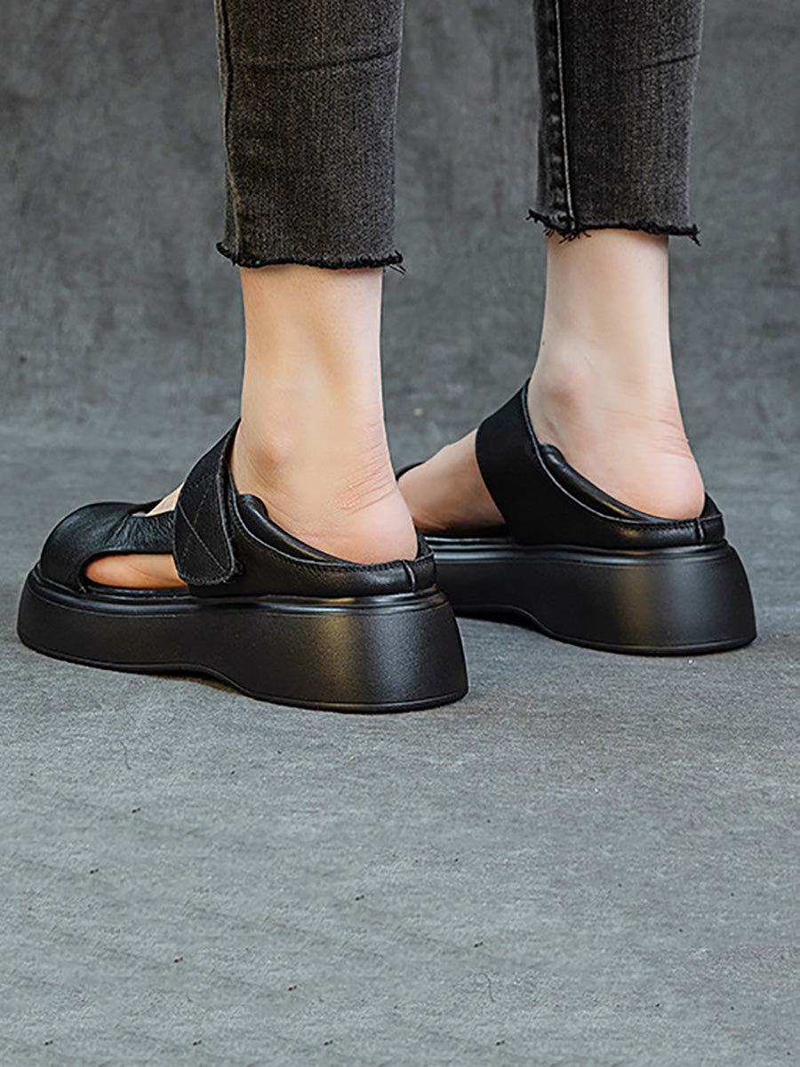 Women Summer Casual Genuine Leather Platform Sandals