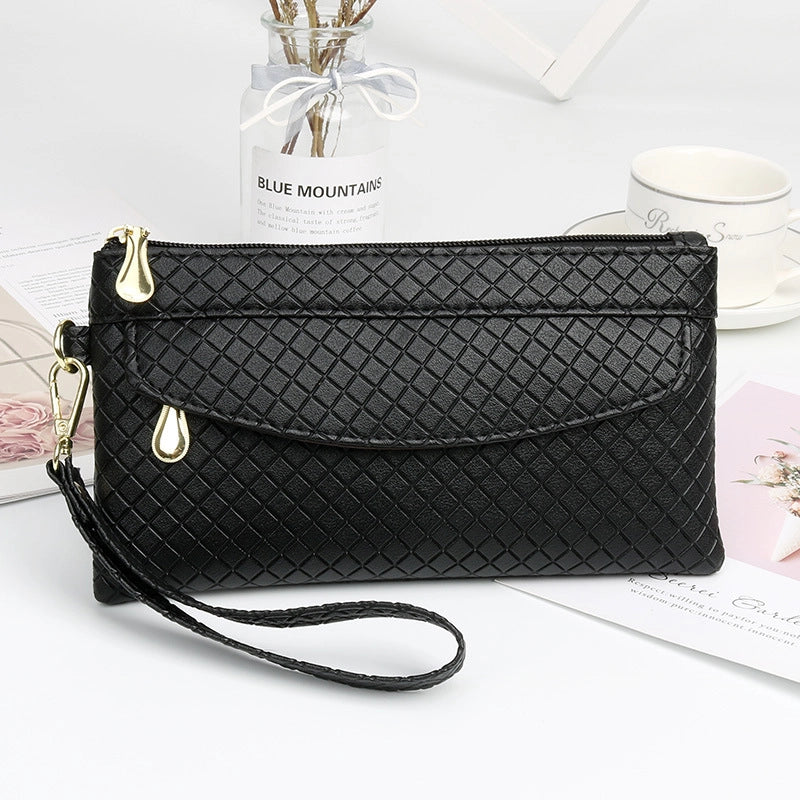 Women's Pu Leather Solid Color Elegant Square Zipper Long Wallets