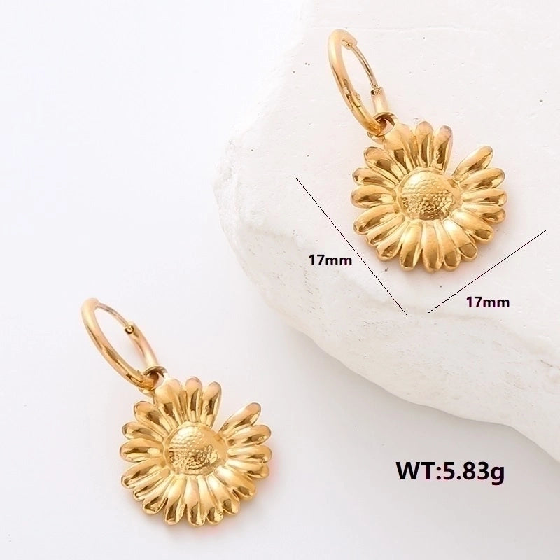 1 Pair Commute Solid Color Plating Inlay 304 Stainless Steel Turquoise 18K Gold Plated Earrings Ear Studs
