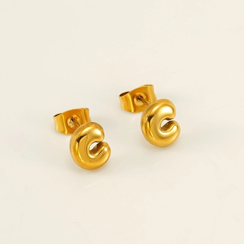 1 Piece Minimalist Classic Style Letter Plating 304 Stainless Steel 18K Gold Plated Ear Studs