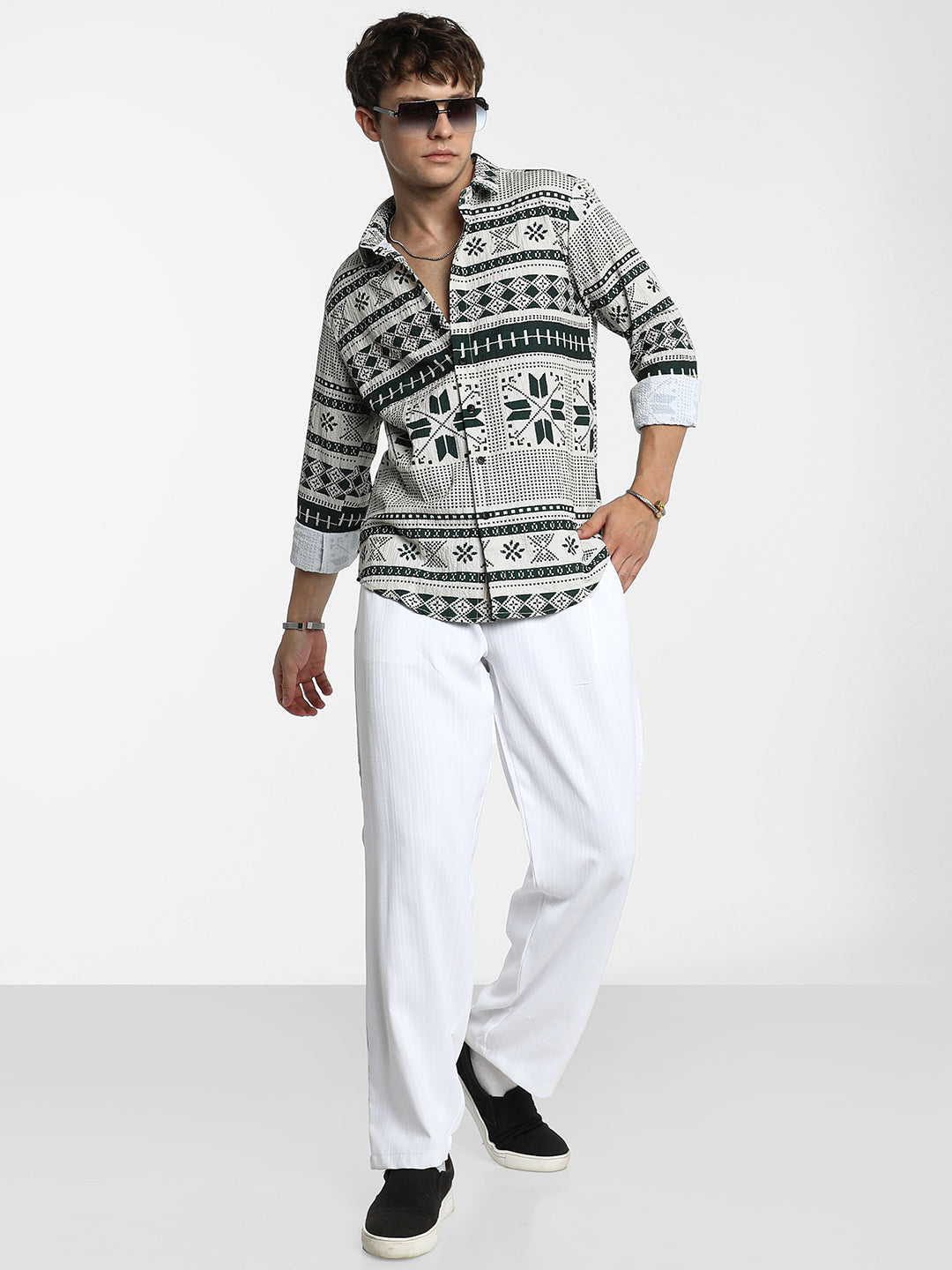 Geometric Seersucker Shirt