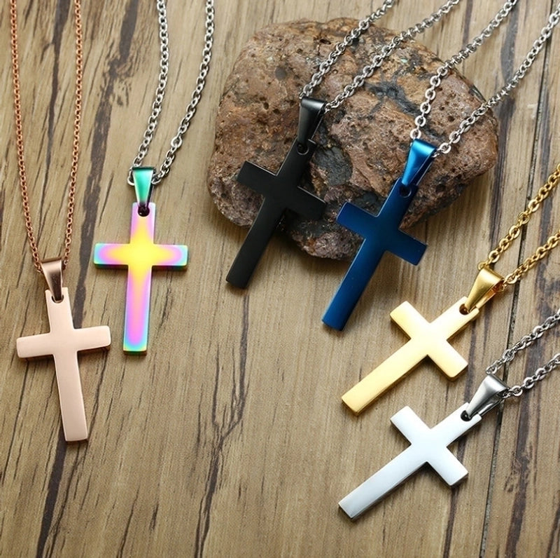 Jewelry Minimalist Cross 201 Stainless Steel Plating Stainless Steel Necklaces