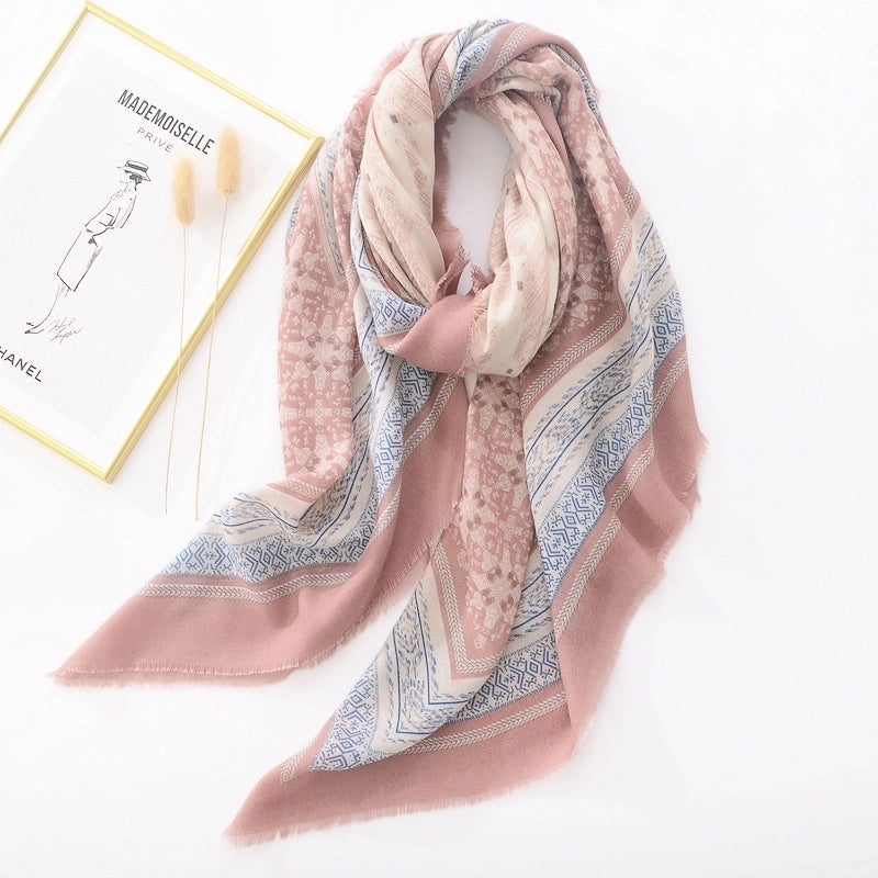 Women's Retro Ethnic Style Printing Polyester Printing Scarf