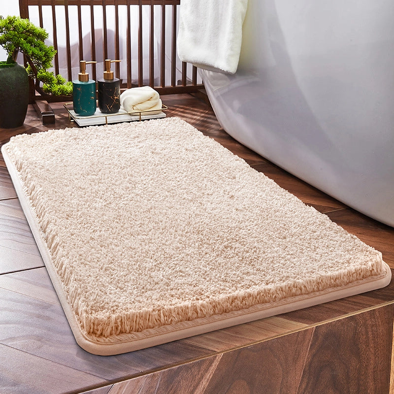 Household Bathroom Door Mat Solid Color Simple Bathroom Absorbent Non-Slip Mat Spot Thickened Fiber Floor Mat