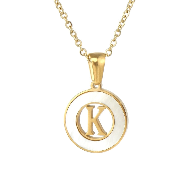 Minimalist Letter Stainless Steel Pendant Necklace Plating Hollow Out Shell Stainless Steel Necklaces