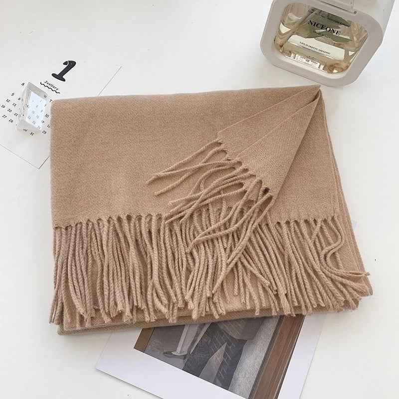 Women's Scarf Winter Versatile Long Solid Color Cashmere-like  Shawl Autumn And Winter Thickened Warm Knitted Scarf Men's Fashion