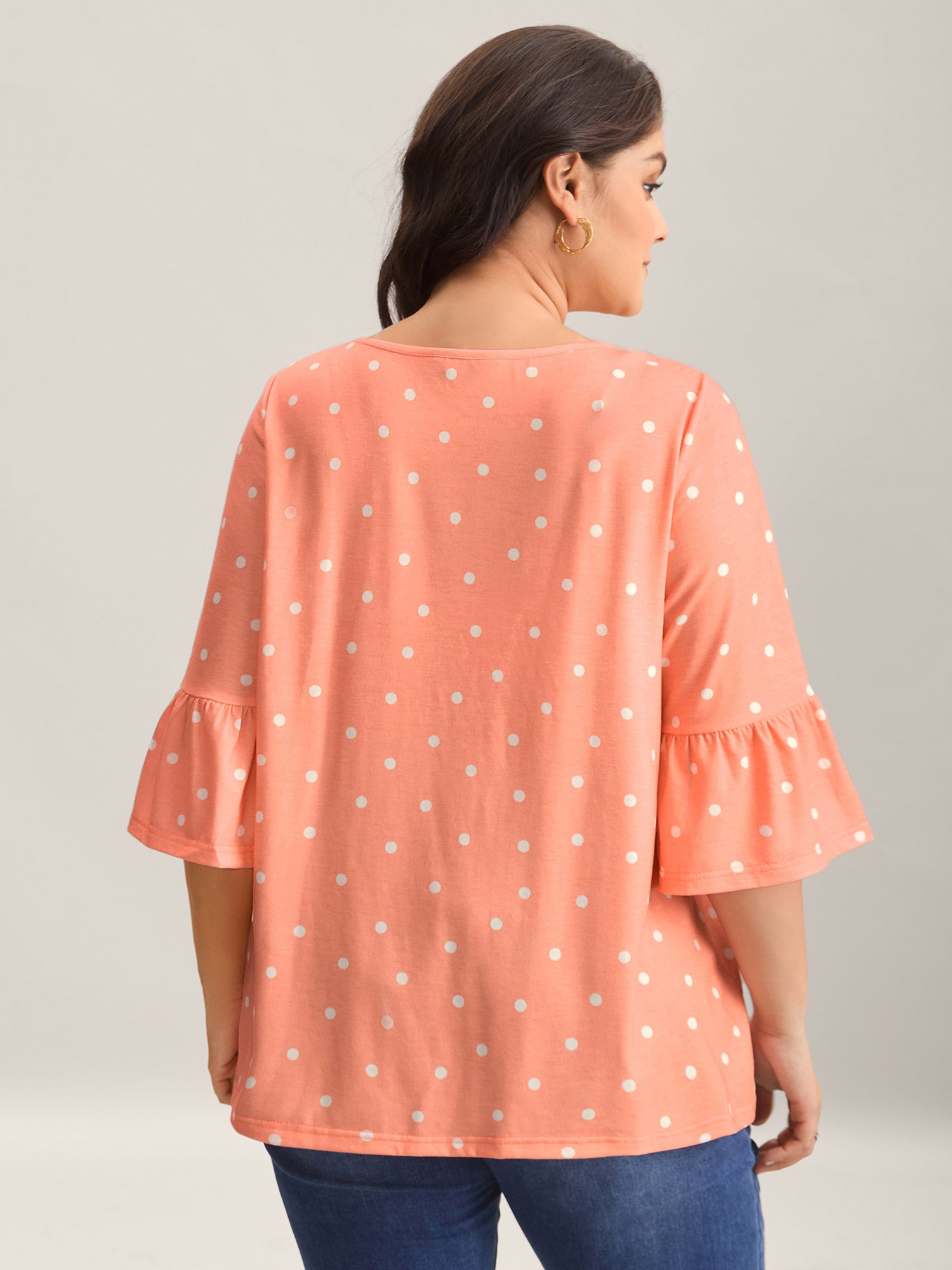 Stretchy Polka Dots Heather Pleated Top