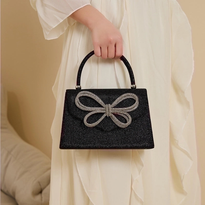 Champagne Black Silver Polyester Butterfly Evening Bags