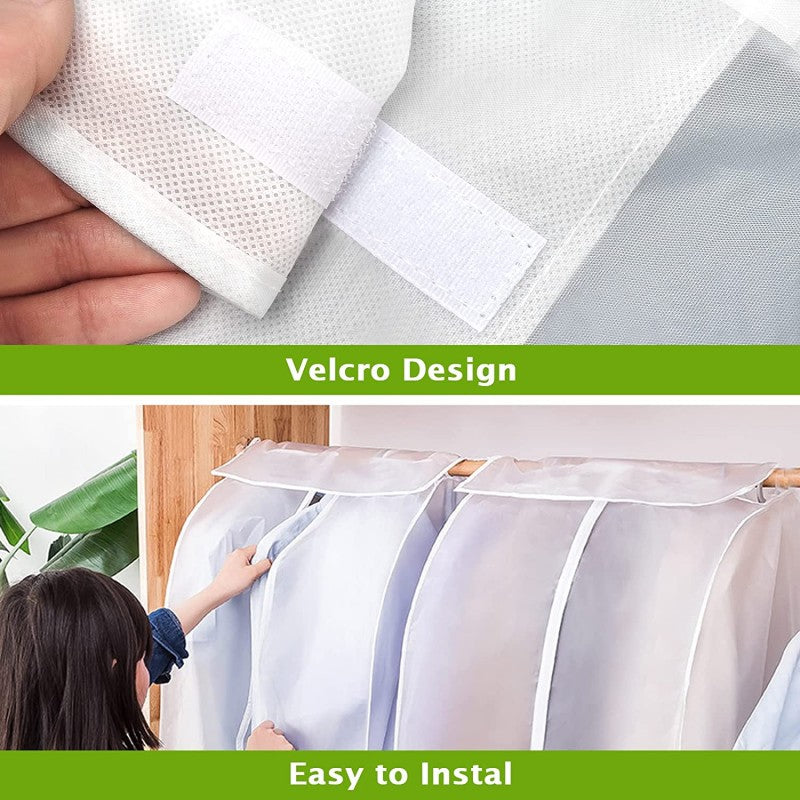 Garment Clothes Cover Protector. Lightweight Closet Storage Bags Translucent Dustproof Waterproof Hanging Clothing Storage Bag With Full Zipper