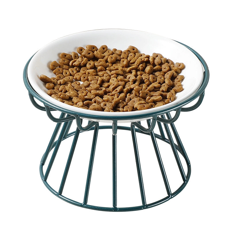 Pet Ceramic Bowl  Cat Bowl High-legged Ceramic Cat Food Bowl Snack Canned Plate Anti-cervical Spondylosis Anti-overturning Cat Food Basin