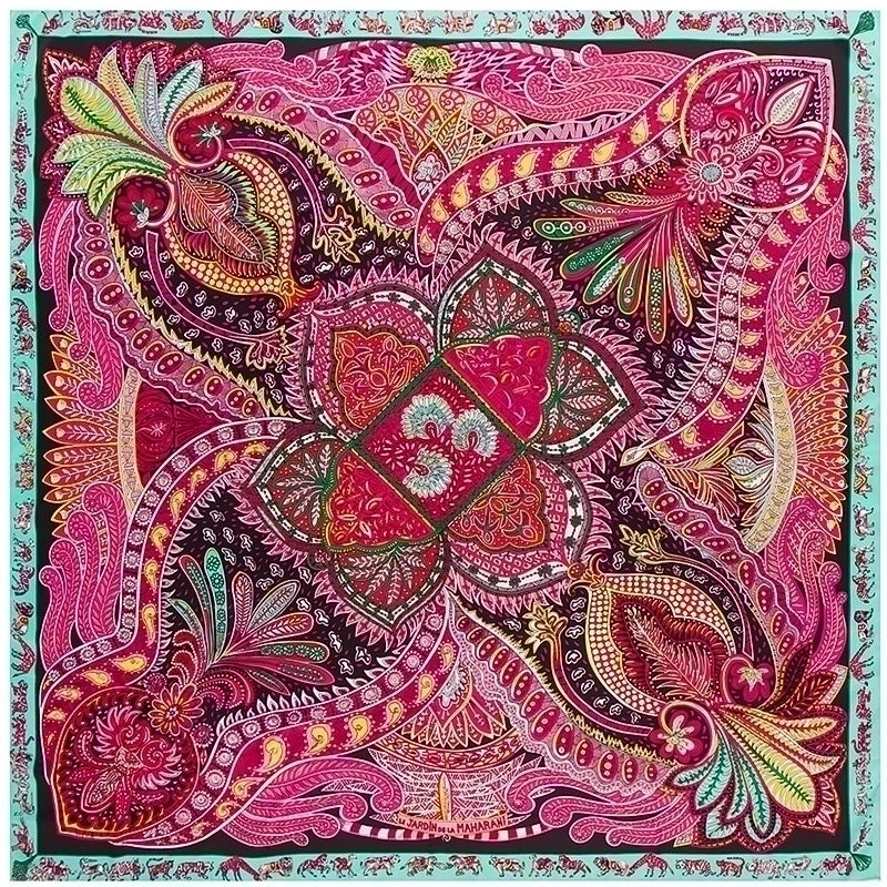 Women's Elegant Retro Floral Satin Silk Scarf
