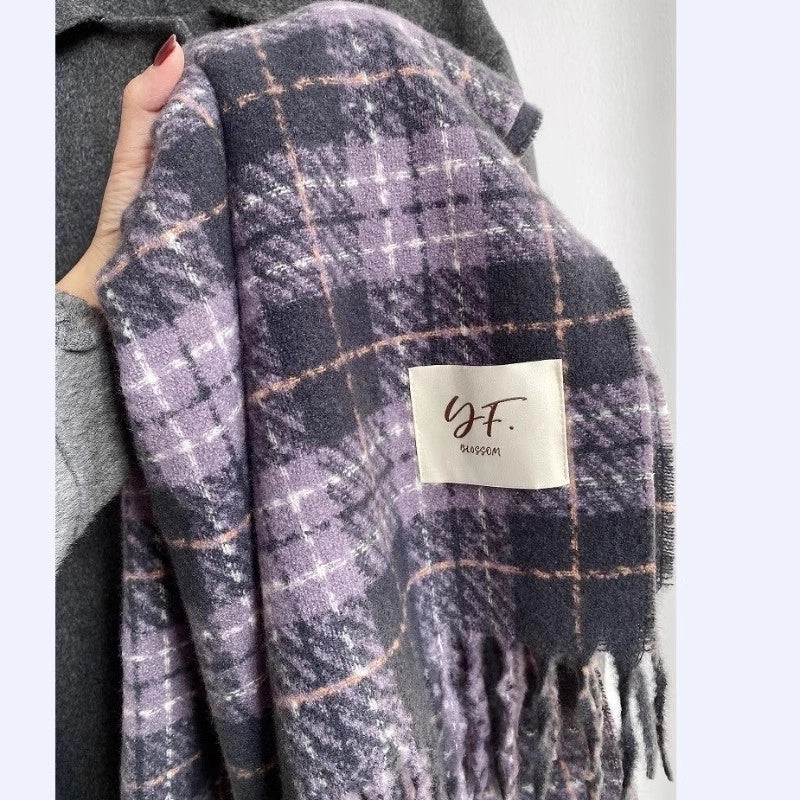 Unisex Classic Style Lattice Imitation Cashmere Scarf