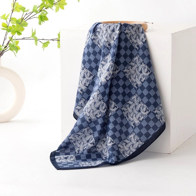 Women's Retro Plaid Flower Satin Silk Scarf