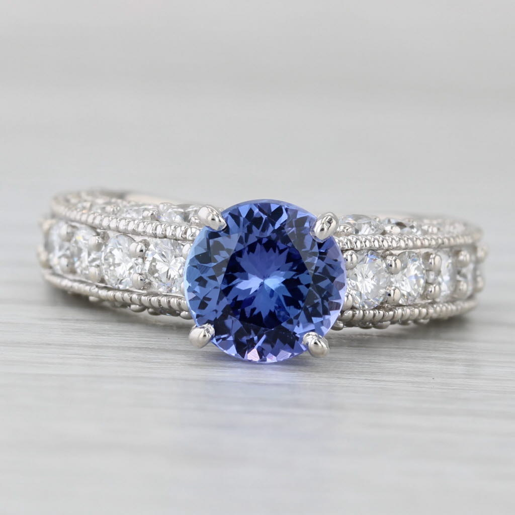 3cw Tanzanite Diamond Ring 14k White Gold Size 6.5 Engagement