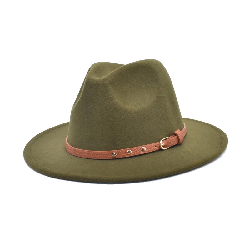 Autumn And Winter New Woolen Jazz Hat Women's Outdoor Travel Fedora Hat Men's Hat Top Hat