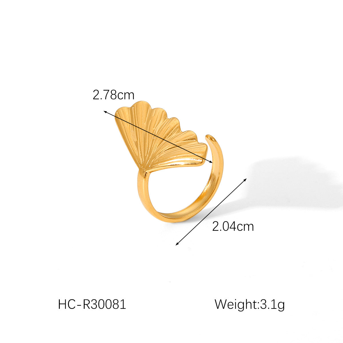 Ocean Style Stainless Steel Starfish Shell Open Ring Female Ring Titanium Steel Bracelet