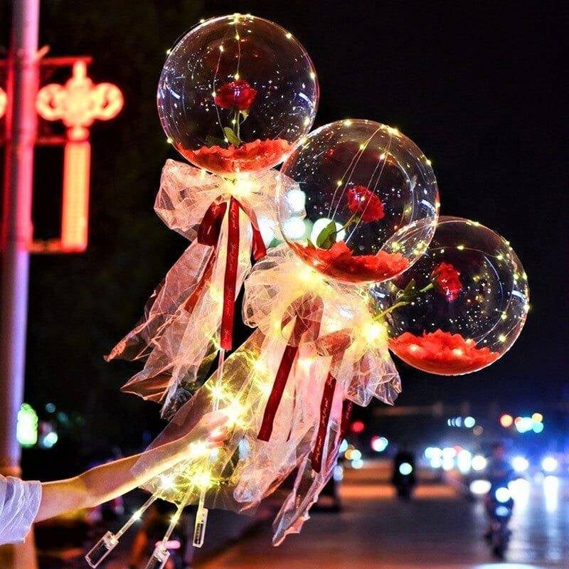 (Romantic Moment)LED Luminous Balloon Rose Bouquet