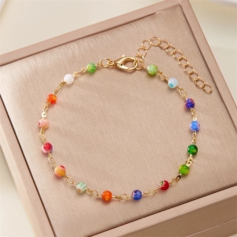 Style Jewelry Suit Fashion Women's High-Grade Love Heart Flowers Beaded Necklace Girl's Small Flower Choker Clavicle Chain