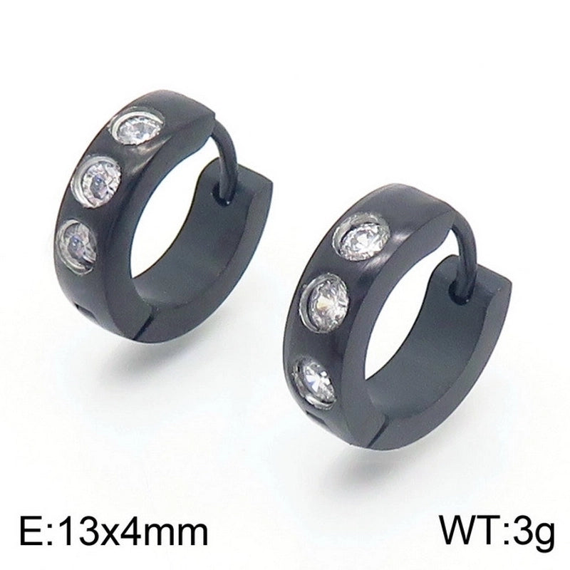 1 Pair Luxurious Solid Color Plating Inlay Stainless Steel Zircon 18K Gold Plated Earrings