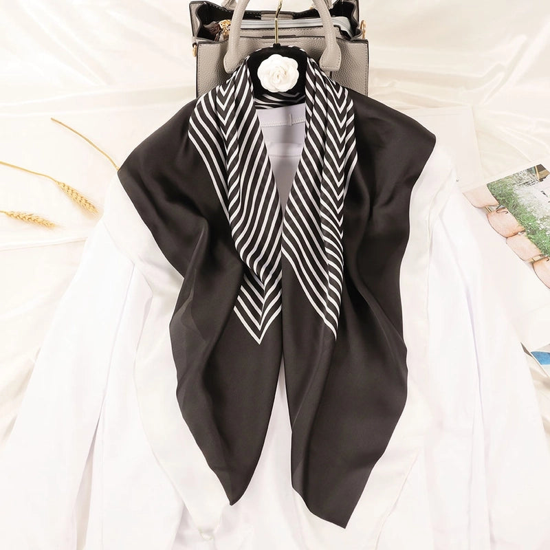 Women's Casual Plant Satin Printing Silk Scarf