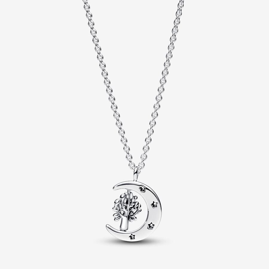 Moon & Spinning Tree of Life Pendant Pandora Necklace