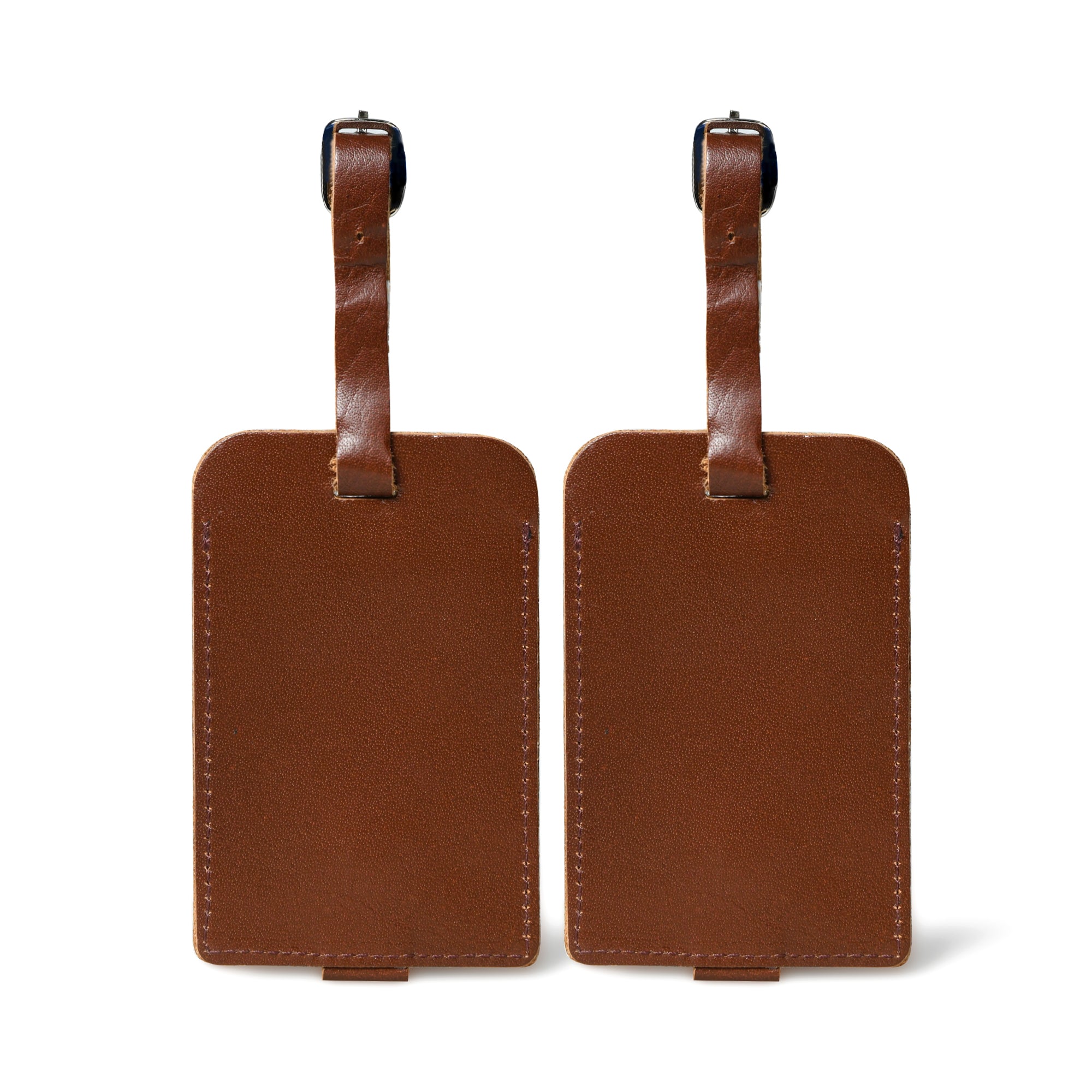 Dark Brown Leather Luggage Tags Set