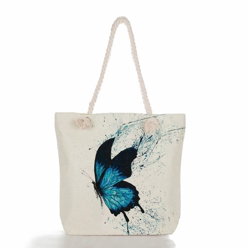 Women'S Vacation Butterfly Canvas Shopping Bags