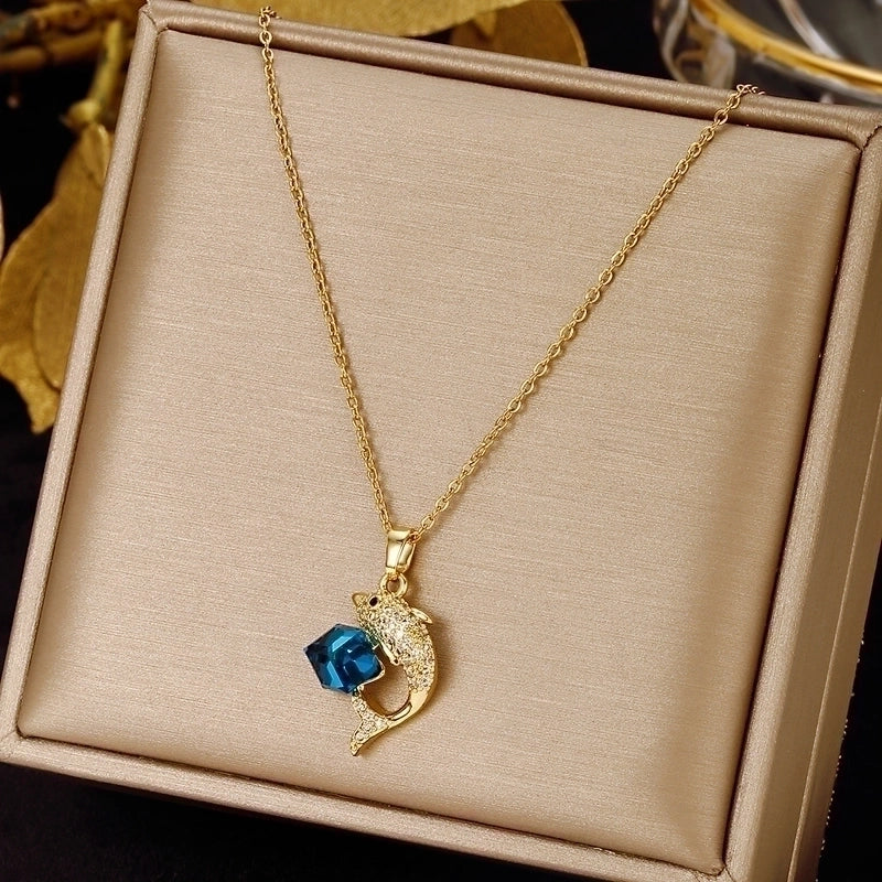 3 Pieces Elegant Minimalist Leaf Four Leaf Clover Insect Stainless Steel Plating Inlay Zircon Pendant Necklace