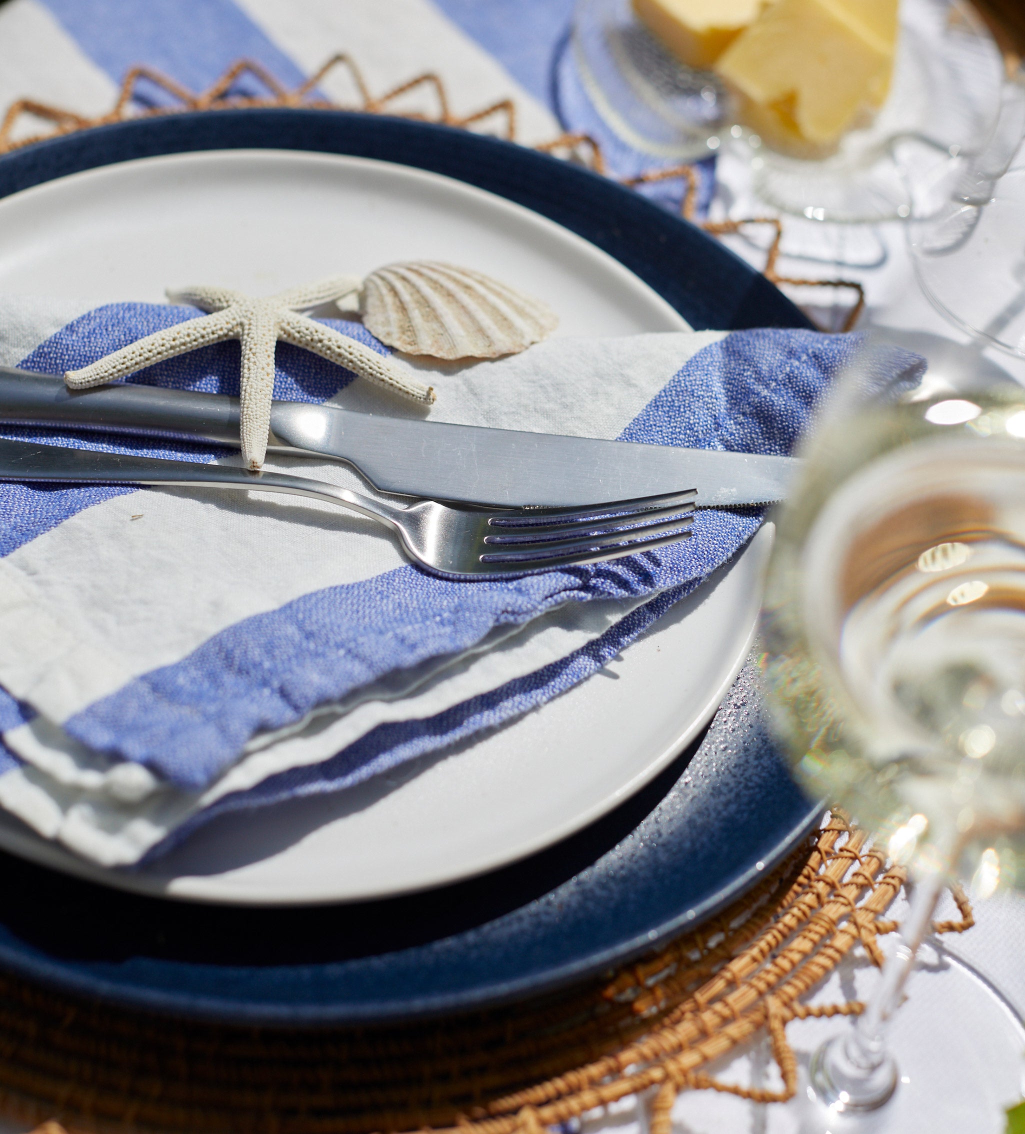 Wide Stripe 100% Linen Napkins - Set of 4