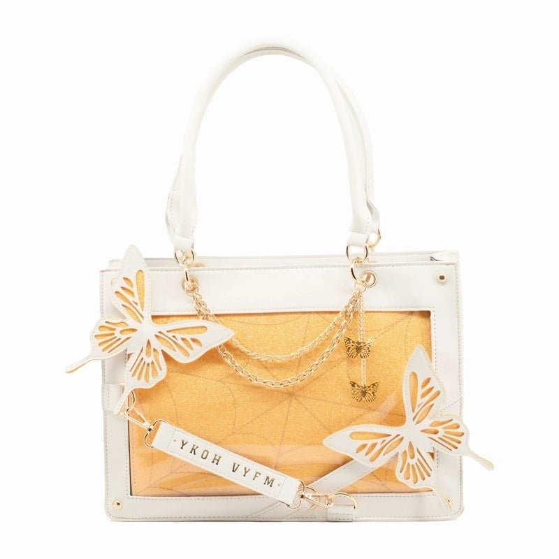 Women's Large Pu Leather Letter Butterfly Streetwear Square Zipper Underarm Bag