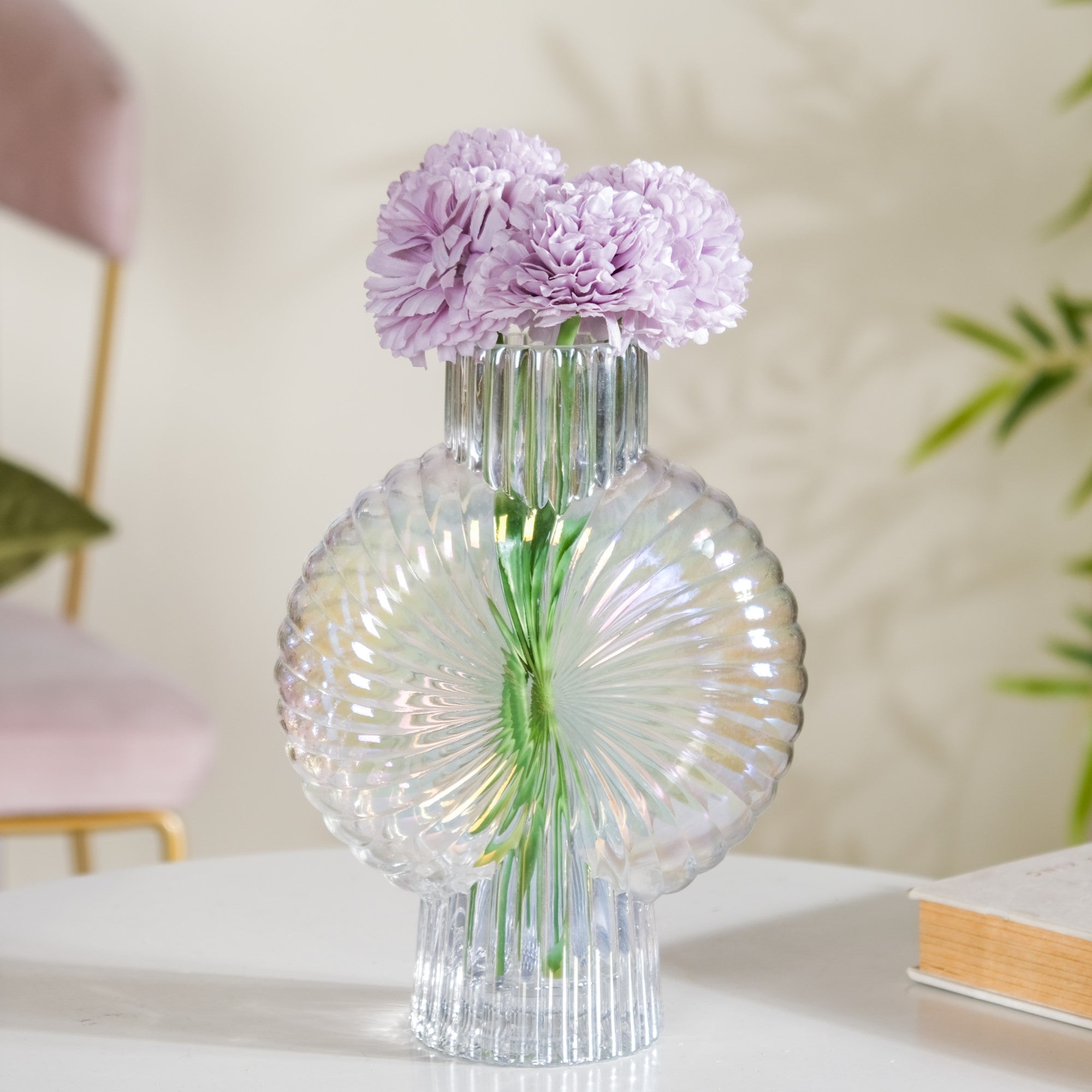 Artificial Flower Chrysanthemum Purple Set Of 5