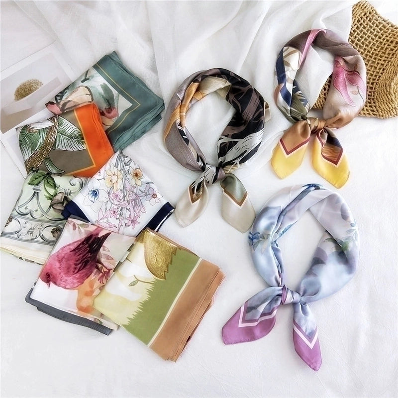 New Wild Spring Scarf To Protect The Cervical Spine  Thin Sunscreen Small Square Silk Scarf For Women