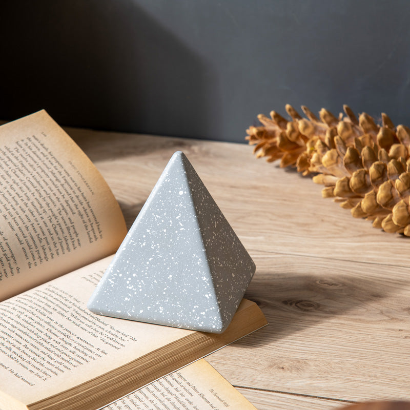 Concrete Pyramid Decorative Accent - Speckled Grey