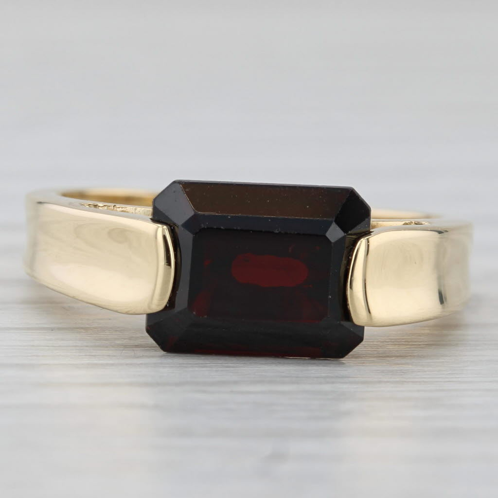 4ct Garnet Solitaire Ring 18k Yellow Gold Size 8.25