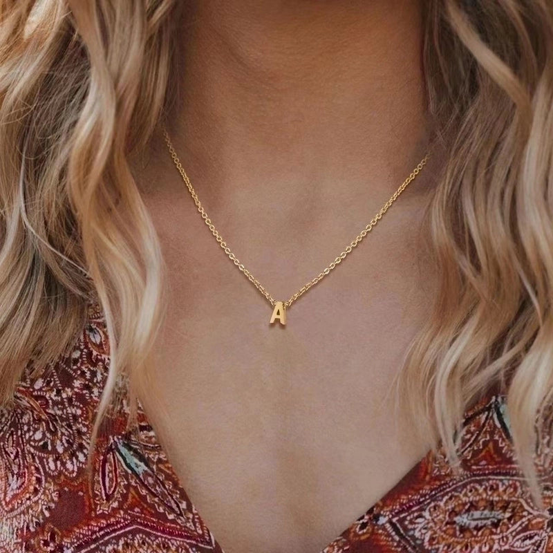 Minimalist Letter Stainless Steel Carving Necklace