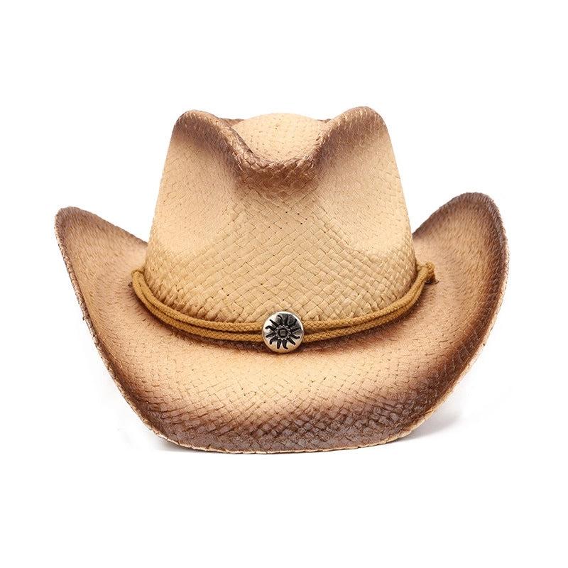 Western Cowboy Hat Rider Hat Sunshade Sun Protection Retro Style Straw Hat Spring And Summer New