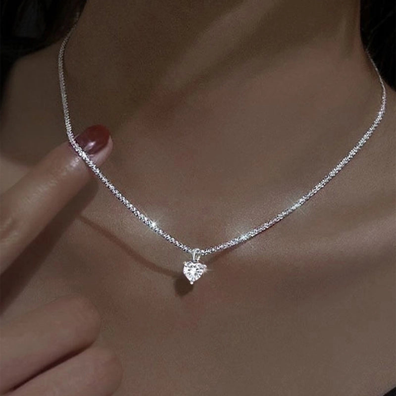 Elegant Solid Color Copper Inlay Rhinestones Pendant Necklace