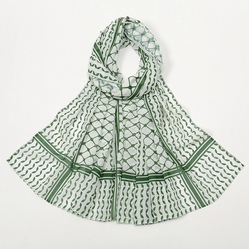 Women's Retro Lattice Chiffon Kerchief