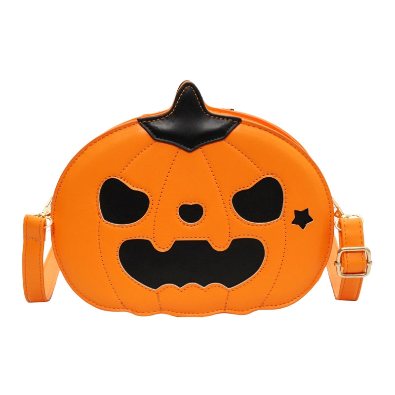 Halloween Women's Small Pu Leather Pumpkin Streetwear Zipper Shoulder Bag