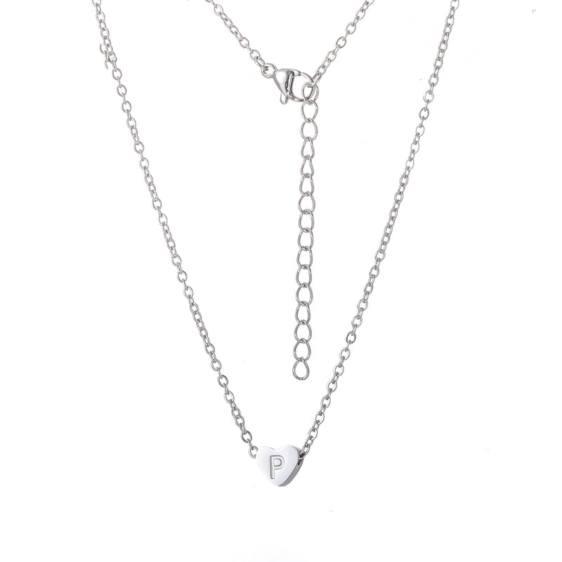 Stainless Steel Titanium Steel 18K Gold Plated Minimalist Letter Heart Shape None Pendant Necklace