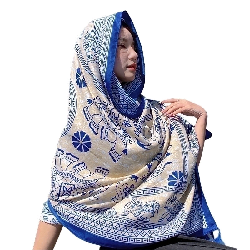 Women's Elegant Printing Cotton And Linen Shawl
