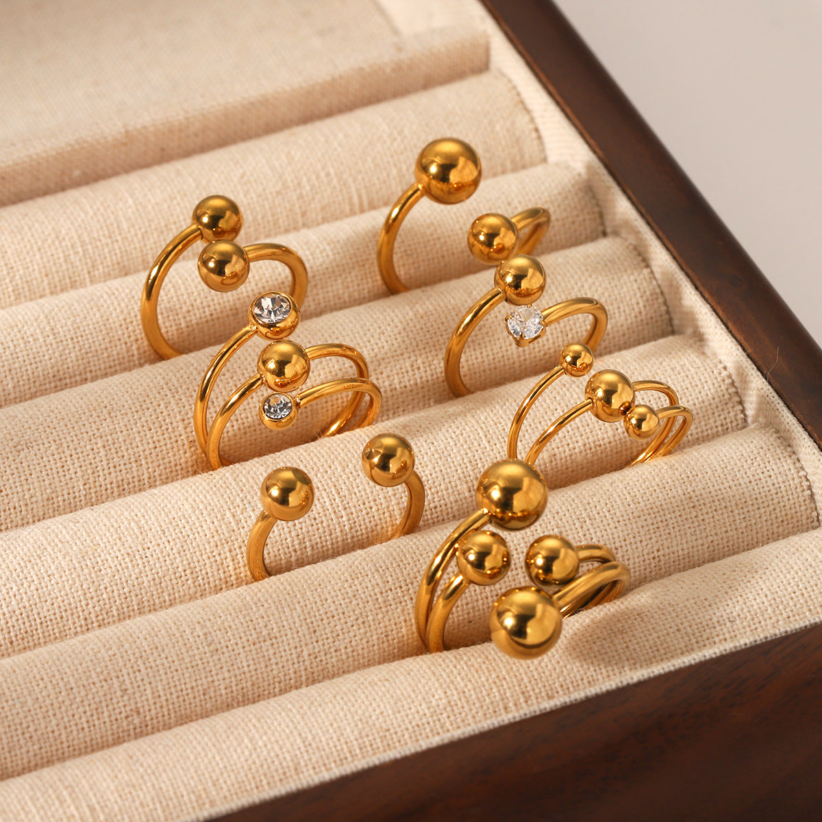 Stainless Steel Ball Ring Female Niche Design Size Gold Ball Ring Titanium Steel Ring