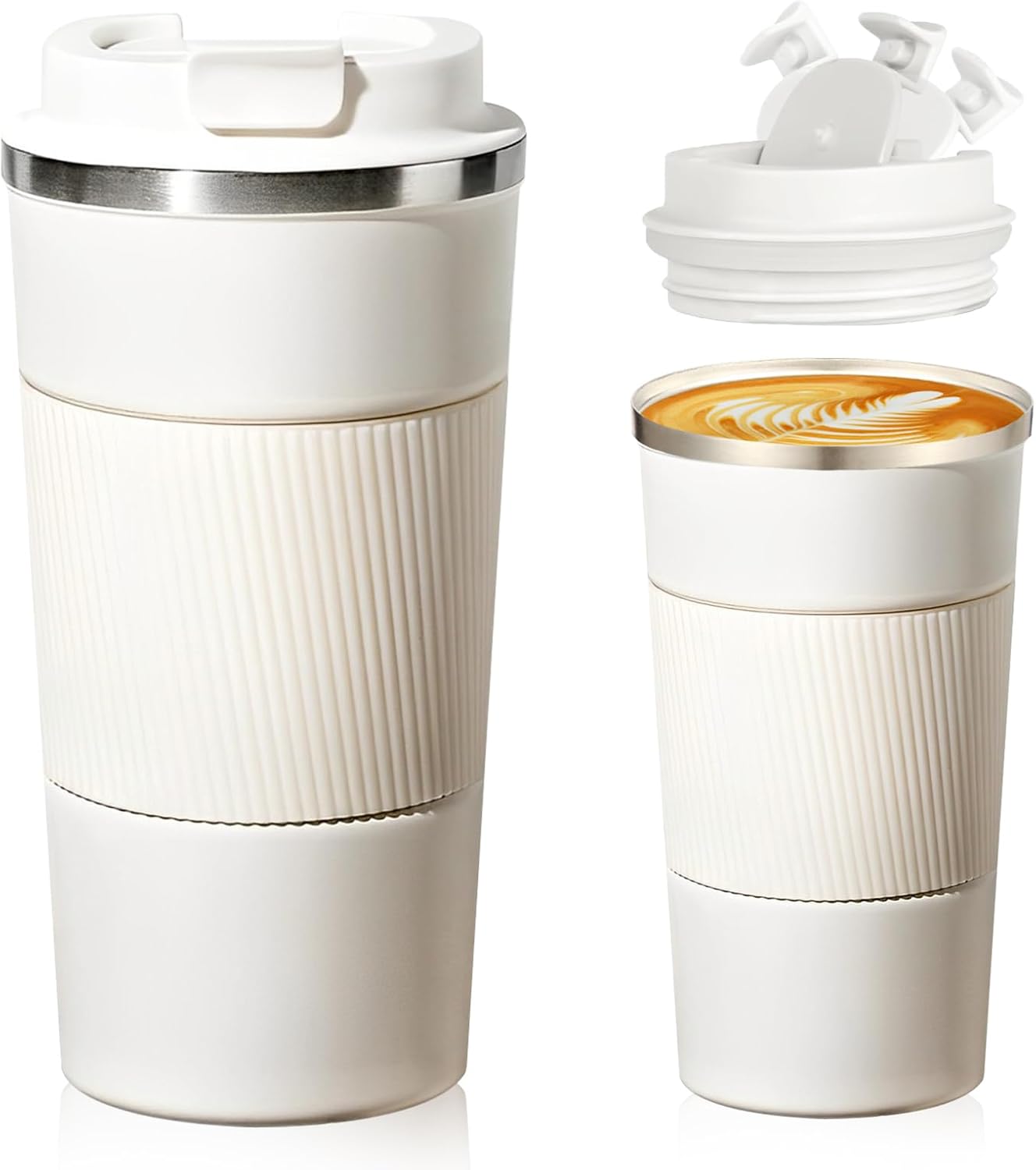 Senshuomy Travel Mug, Insulated Coffee Cup with Leakproof Lid, Reusable Coffee Cups Travel Cup, Stainless Steel thermaol Mug for Hot Cold Drinks (Green 380ml)